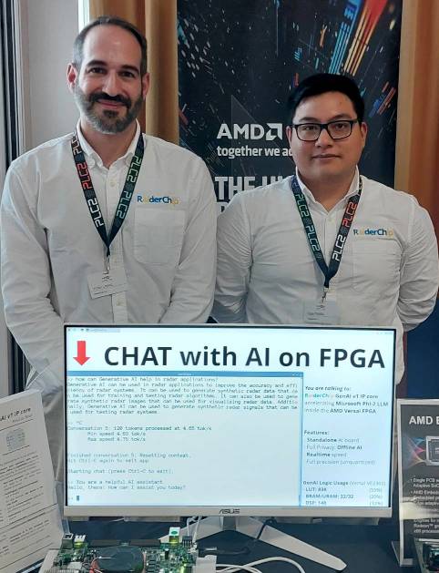 RaiderChip team at the FPGA Conference showcasing Generative AI demo at AMD's booth