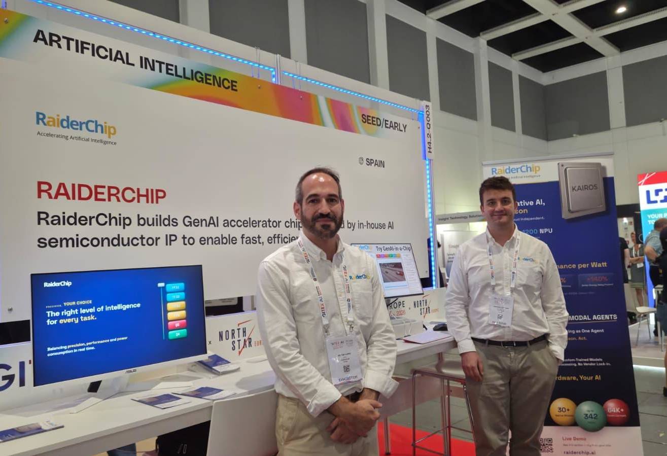 RaiderChip team at their GITEX Europe 2026 booth in Berlin, showcasing Kairos live demos